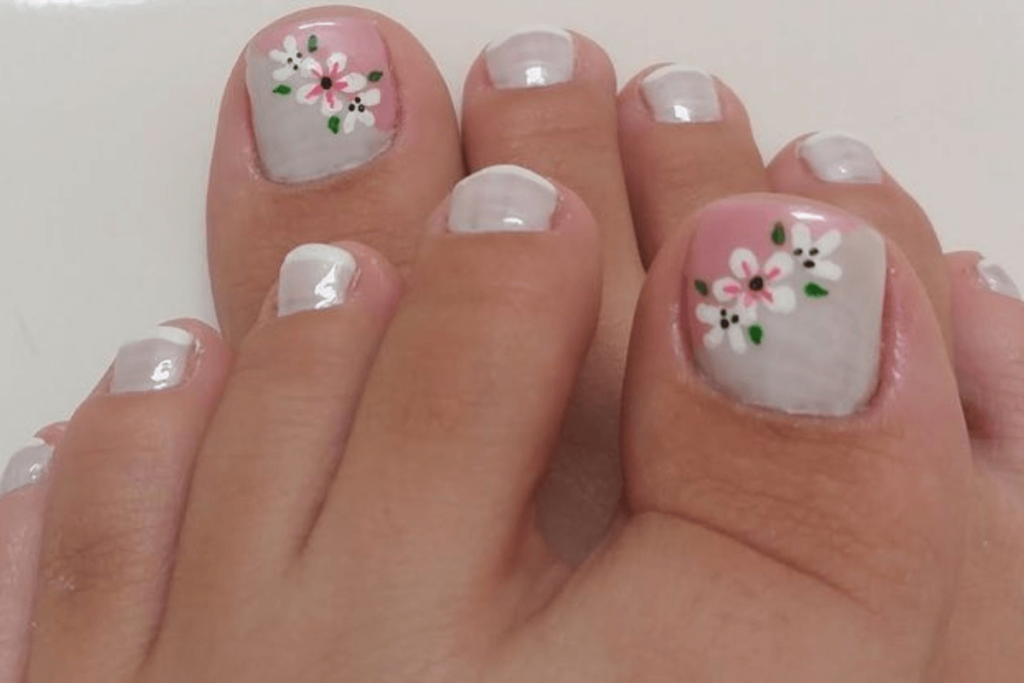 Unhas do Pé Decoradas com Flores Hoje!